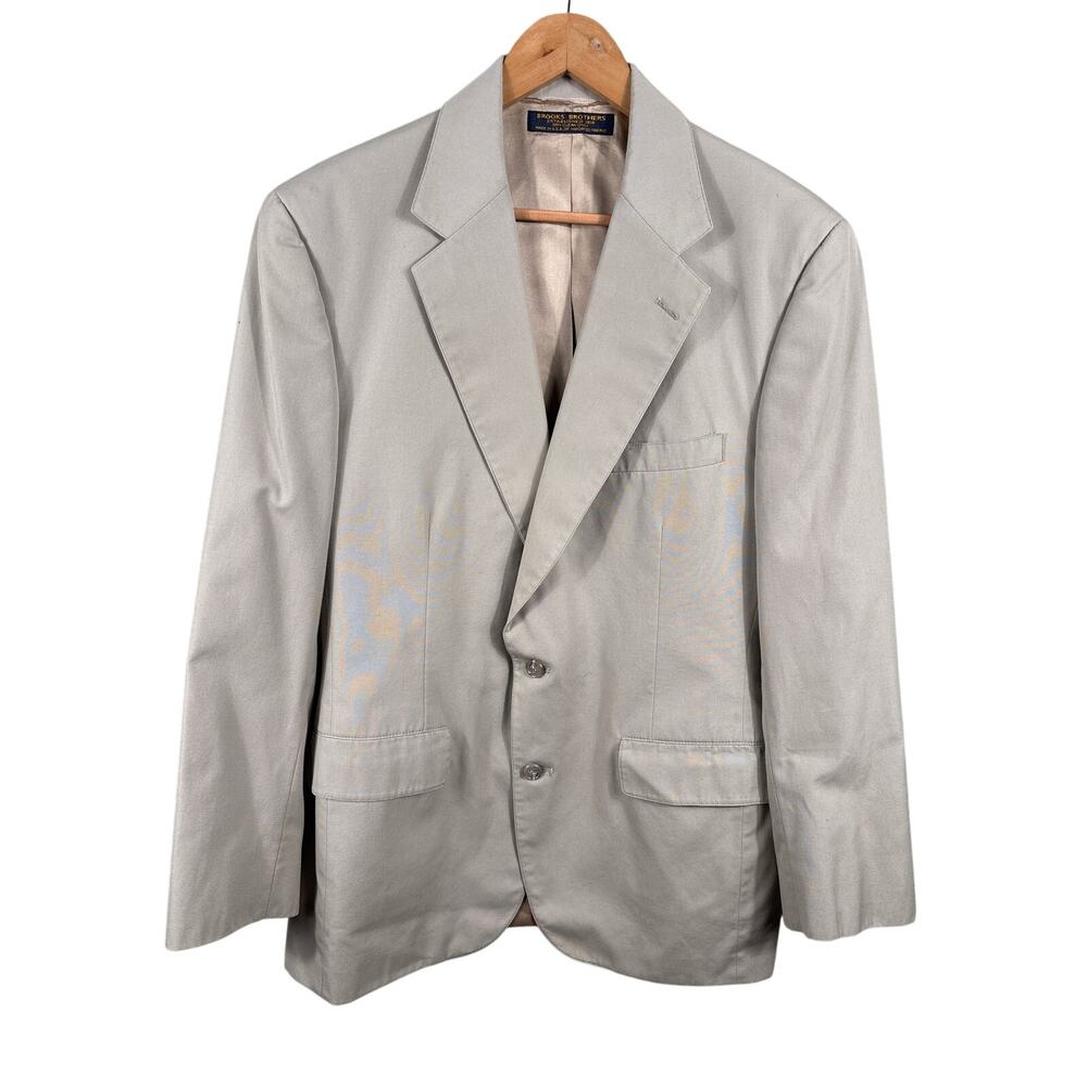 Brooks Brothers Men's Size 41R Made‎ in USA Tan Lined Career Blazer Suit Jacket